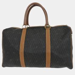 Pre Owned Christian Dior Black Brown Honeycomb Duffle Bag
