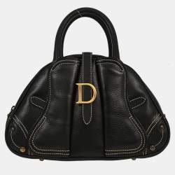 Pre Owned Dior Double Saddle Black Leather Shoulder Bag