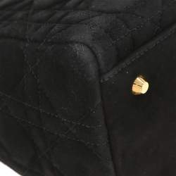 مملوكة مسبقًا Dior Lady Dior Cannage Black Suede Top Handle Bag
