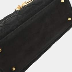 مملوكة مسبقًا Dior Lady Dior Cannage Black Suede Top Handle Bag