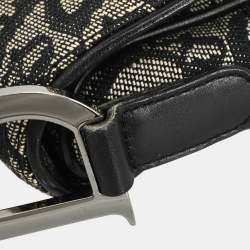 Pre Owned Dior Saddle Black Trotter Canvas Bag