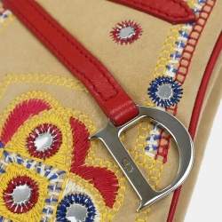 مملوكة مسبقًا Christian Dior Saddle Beige Red Suede Saddle Bag