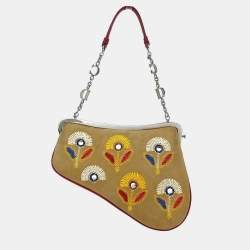 مملوكة مسبقًا Christian Dior Saddle Beige Red Suede Saddle Bag