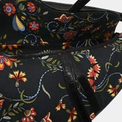 Pre Owned Dior Saddle Black Floral Leather Bag