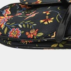Pre Owned Dior Saddle Black Floral Leather Bag