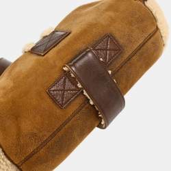 Pre Owned Dior Flight Brown Mouton Shearling Shoulder Bag