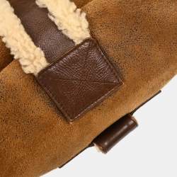 Pre Owned Dior Flight Brown Mouton Shearling Shoulder Bag