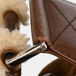 Pre Owned Dior Flight Brown Mouton Shearling Shoulder Bag