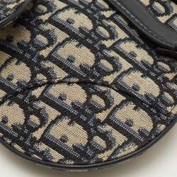 Pre Owned Dior Saddle Blue Oblique Canvas Leather Belt Bag