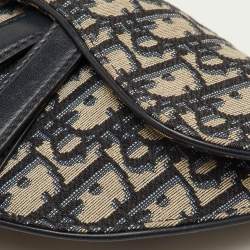 Pre Owned Dior Saddle Blue Oblique Canvas Leather Belt Bag