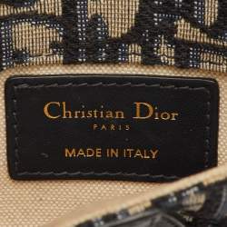 Pre Owned Dior Saddle Blue Oblique Canvas Leather Belt Bag