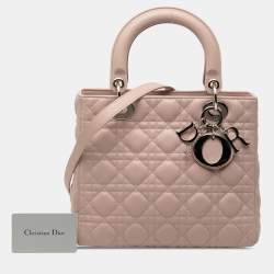 Pre Owned Dior Pink Medium Lambskin Cannage Lady Dior