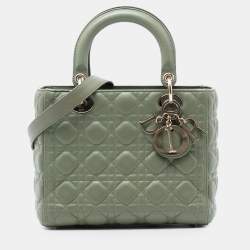 Pre Owned Dior Green Medium Lambskin Cannage Lady Dior