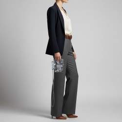 مملوكة مسبقًا حقيبة صغيرة ديور متعددة الوظائف قماش كحلي بحري