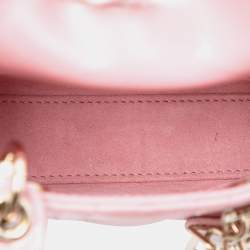 Pre Owned Dior Pink Micro Patent Cannage Lady Dior