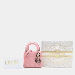 Pre Owned Dior Pink Micro Patent Cannage Lady Dior