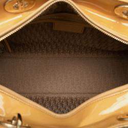 Pre Owned Dior Brown Large Patent Cannage Lady Dior