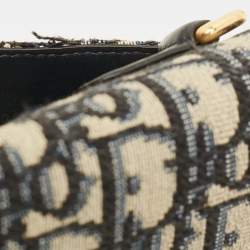 Pre Owned حقيبة حزام ديور سادال جلد وقماش نقش شعار الماركة أزرق