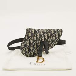 Pre Owned حقيبة حزام ديور سادال جلد وقماش نقش شعار الماركة أزرق