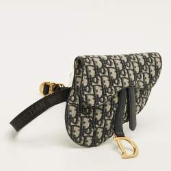 Pre Owned حقيبة حزام ديور سادال جلد وقماش نقش شعار الماركة أزرق