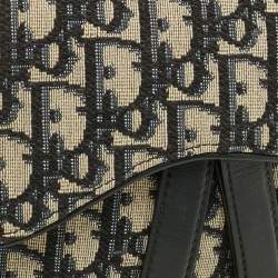 Pre Owned حقيبة حزام ديور سادال جلد وقماش نقش شعار الماركة أزرق