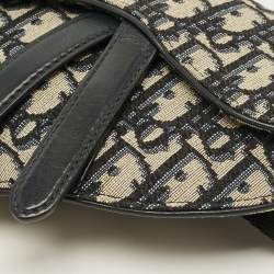 Pre Owned حقيبة حزام ديور سادال جلد وقماش نقش شعار الماركة أزرق