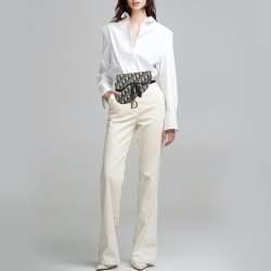 Pre Owned حقيبة حزام ديور سادال جلد وقماش نقش شعار الماركة أزرق