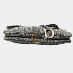 Pre Owned حقيبة سادل مزدوجة دينم أزرق ديوريسيمو ديور