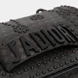 Pre Owned Dior Black Medium Embossed Calfskin Studded JAdior Chain Flap