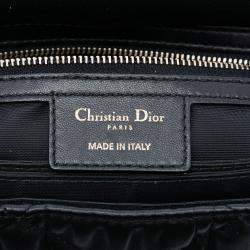 Pre Owned Dior Black Medium Lambskin Cannage Gaufre Delices Flap