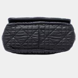 Pre Owned Dior Black Medium Lambskin Cannage Gaufre Delices Flap