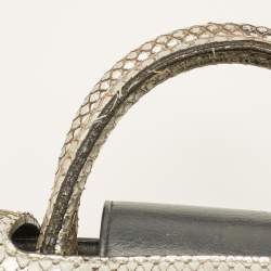 Pre Owned Dior Diorever Mini Silver Python Top Handle Bag