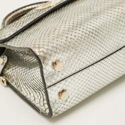 Pre Owned Dior Diorever Mini Silver Python Top Handle Bag