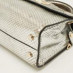 Pre Owned Dior Diorever Mini Silver Python Top Handle Bag
