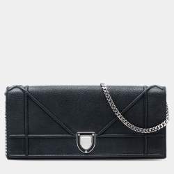 مملوكة مسبقًا Dior Black Grained Calfskin Diorama Pochette Clutch