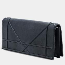 Pre Owned Dior Black Grained Calfskin Diorama Pochette Clutch