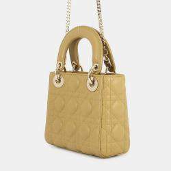 Pre Owned حقيبة يد ديور ليدي ديور 2 وسيلة زيتوني جلد لامبسكين صغيرة