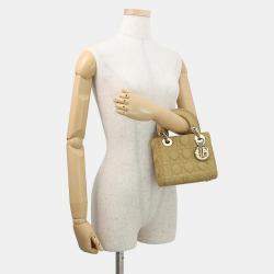 Pre Owned حقيبة يد ديور ليدي ديور 2 وسيلة زيتوني جلد لامبسكين صغيرة