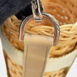 Pre Owned Dior Sahara 2-Way Bucket Bag Beige Raffia Leather Rubber