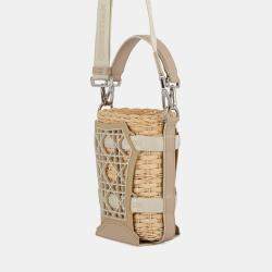 Pre Owned Dior Sahara 2-Way Bucket Bag Beige Raffia Leather Rubber