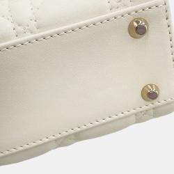 مملوكة مسبقًا Dior Lady Dior Canage 2Wayhandbag Latte White Lambskin Rhinestone Size Mini