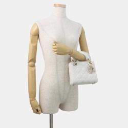 مملوكة مسبقًا Dior Lady Dior Canage 2Wayhandbag Latte White Lambskin Rhinestone Size Mini