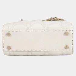 مملوكة مسبقًا Dior Lady Dior Canage 2Wayhandbag Latte White Lambskin Rhinestone Size Mini