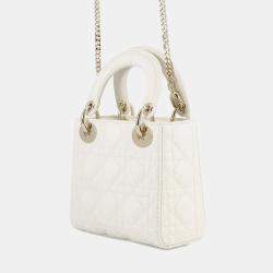 مملوكة مسبقًا Dior Lady Dior Canage 2Wayhandbag Latte White Lambskin Rhinestone Size Mini