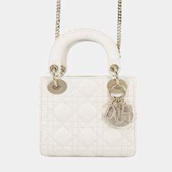 مملوكة مسبقًا Dior Lady Dior Canage 2Wayhandbag Latte White Lambskin Rhinestone Size Mini