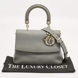Pre Owned حقيبة ديور بي ديور صغيرة جلد رمادي مع مقبض علوي ومشبك