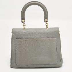 Pre Owned حقيبة ديور بي ديور صغيرة جلد رمادي مع مقبض علوي ومشبك