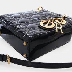 Pre Owned Dior Lady Dior Mini Patent Leather Top Handle Bag