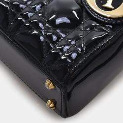 Pre Owned Dior Lady Dior Mini Patent Leather Top Handle Bag