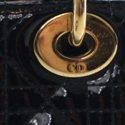 Pre Owned Dior Lady Dior Mini Patent Leather Top Handle Bag